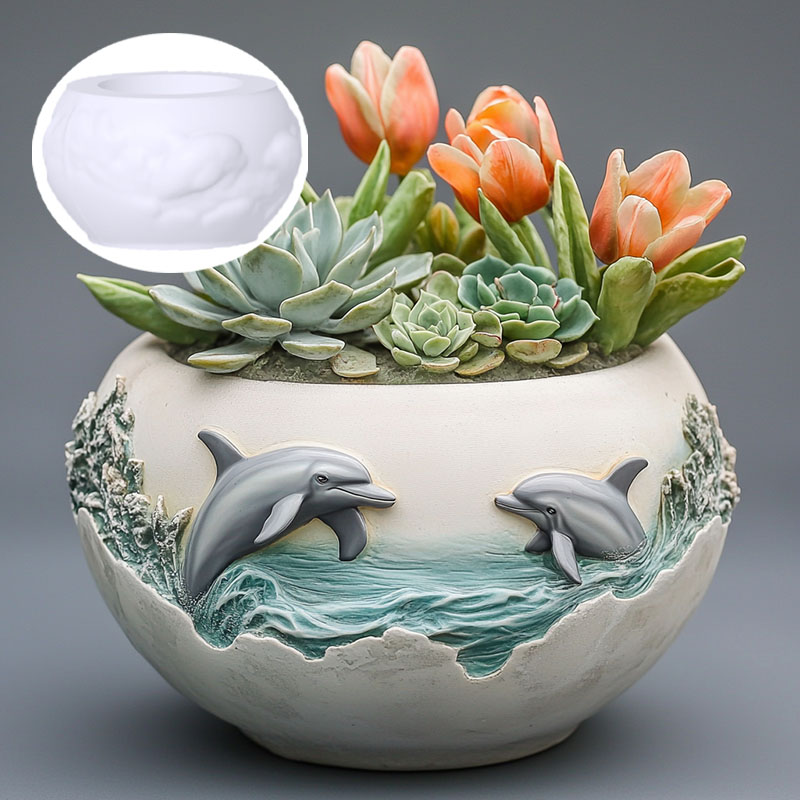 Couple dolphin relief succulen - Resin Ocean Wave Mold review and price